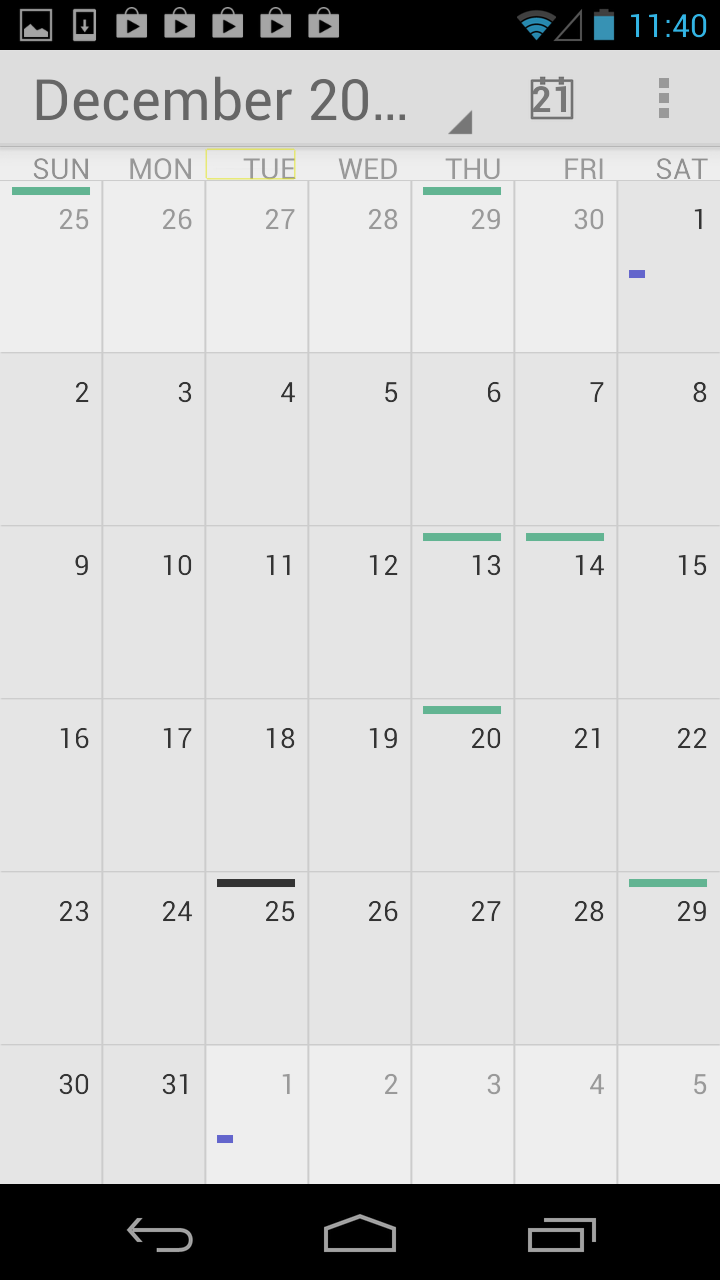 android calendar is not accessible