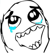 Happy face rage guy with tears of joy.