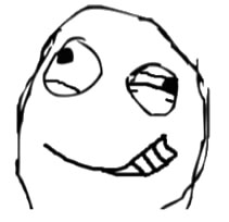 Rage guy comic meme character with goofy smile and teeth showing.
