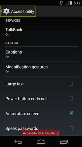 kitkat a11y options